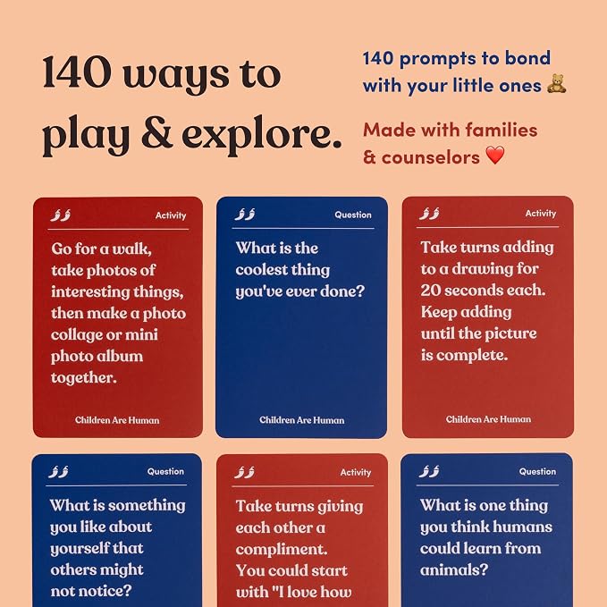 Children are Human | 140 Conversation Cards to Help Bond with Kids | Card Game for Elementary School Children | Designed by Experts for Grades 2-5 | Ages 7-10+