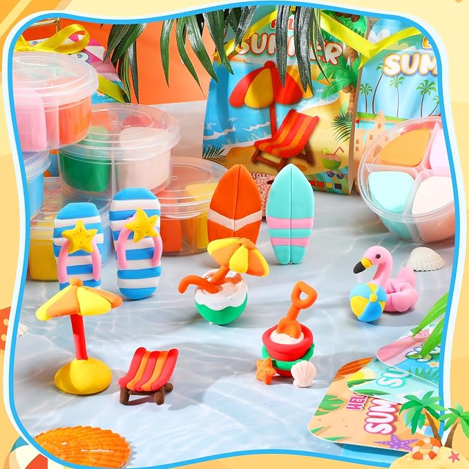 Capoda 30 Sets Air Dry Clay Kit for Kids End of School Year Gifts DIY Modeling Clay Arts Crafts Kit for Summer Beach Pool Party Favors Art Projects Fun Activities Classroom Gifts Rewards Supplies