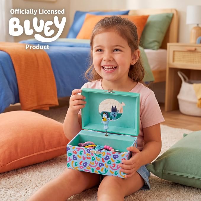 Bluey & Bingo Jewelry Box for Girls Musical Jewelry Box with Spinning Figurine, Bluey & Bingo Toys for Kids Ages 3-5 Plays Bluey Theme Song