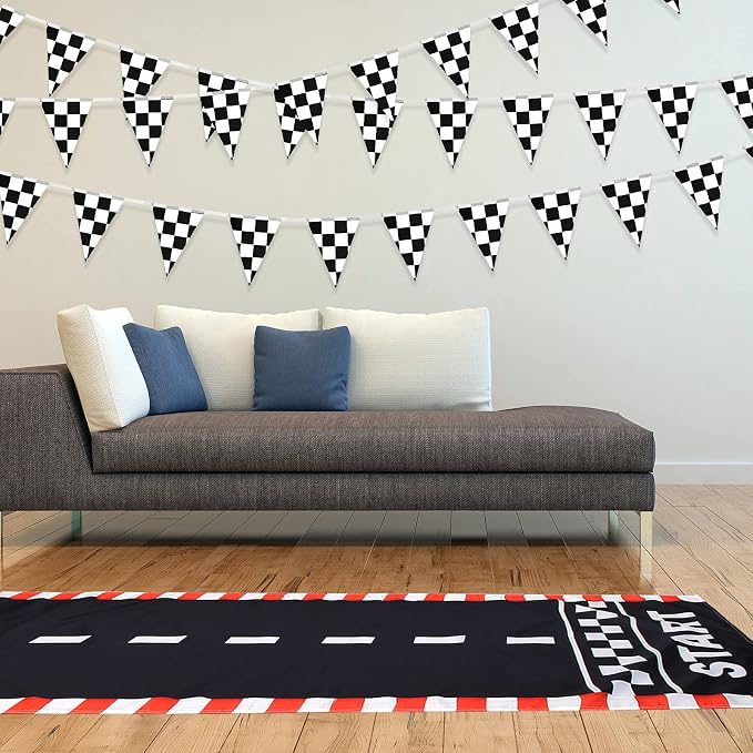 10 Feet Race Car Party Supplies, Racetrack Floor Runner Decorations, Long Racetrack Floor Running Mat Race Car Table Cloths for Racing Birthday Party Games Sport Event Festivals Decorations