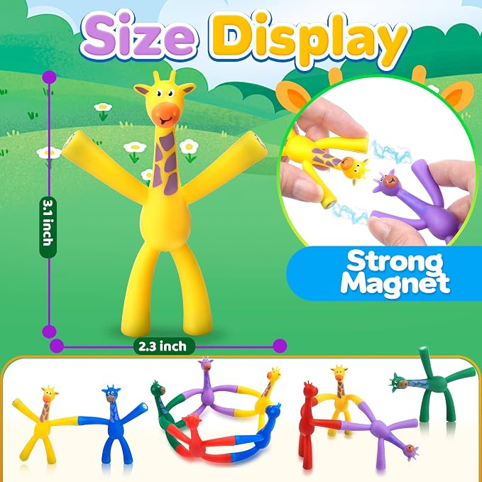 Magnetic Travel Toys for Toddlers Kids, Fidget Toys Airplane Car Travel Activities Essential,Road Trip ‌Sensory Toy Magnet People Men, Toys for 3 4 5 6 7 8 Year Old - Giraffe Style
