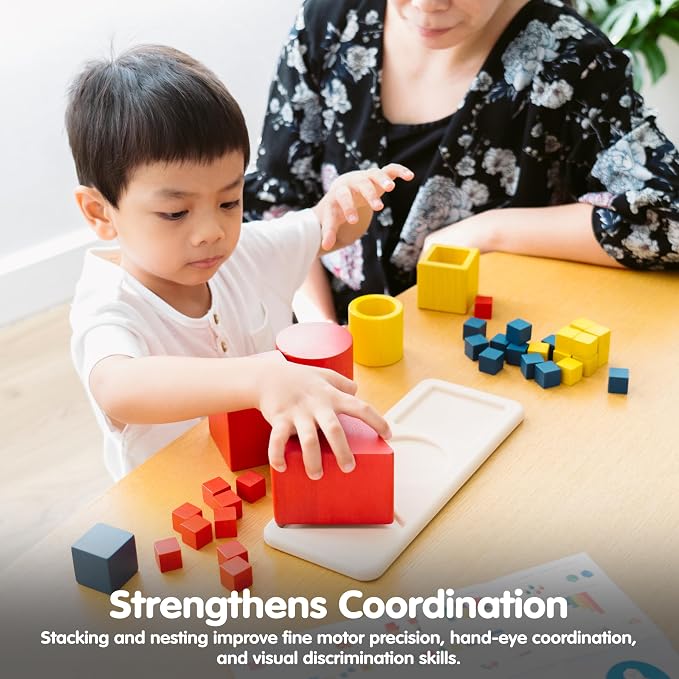 PlanToys® Nesting Puzzle Wooden Toy Set for Kids Ages 3+ | Montessori Stacking & Shape Recognition Activity for Spatial Awareness, Creativity & Coordination | Eco-Friendly Educational Toy