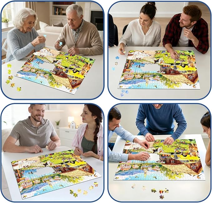 Cozy Lakeside Cottage Puzzles for Adults 1000 Pieces,Challenging Jigsaw Puzzles for Adults,Difficult Impossible Puzzle for Family Game Night,Recycled Paper Jigsaw Puzzle,Gifts for Boys Girls