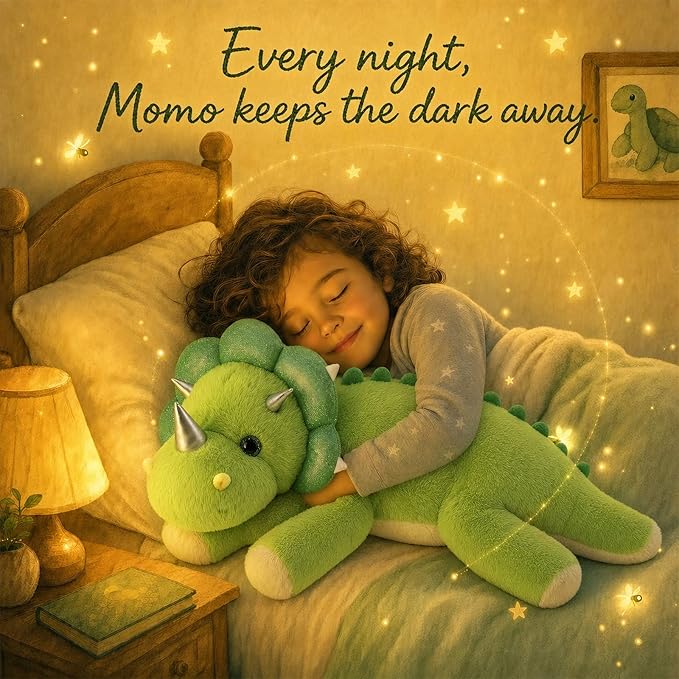 gnomantic Triceratops Weighted Stuffed Animals - 22 Inch 4.5 Pounds Weighted Plushies Dinosaur Stuffed Animals - Big Dino Plush Pillow - Cute Plush Toy Gifts for Kids & Adults (Green)