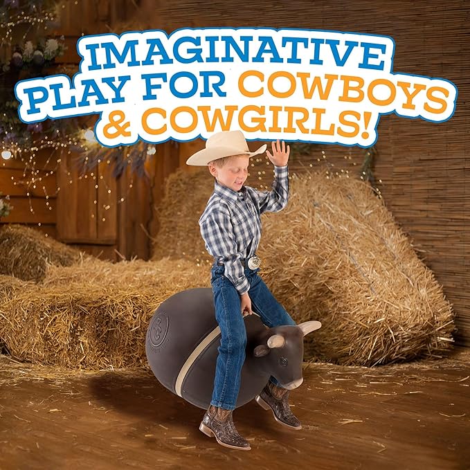 Big Country Toys Bouncy Bull Kids Toys - Rodeo Ride On Toys for Ages 3+ - Bouncy Animals for Toddlers - Inflatable Kids Hopper Toy with Hand Pump