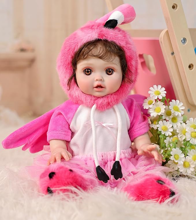 Reborn Baby Dolls, 18 Inch Large Realistic Hand-Rooted Hair Lifelike Baby Dolls with Accessories for 3+ Year Old Girls Gifts, Pretend Play, Collection