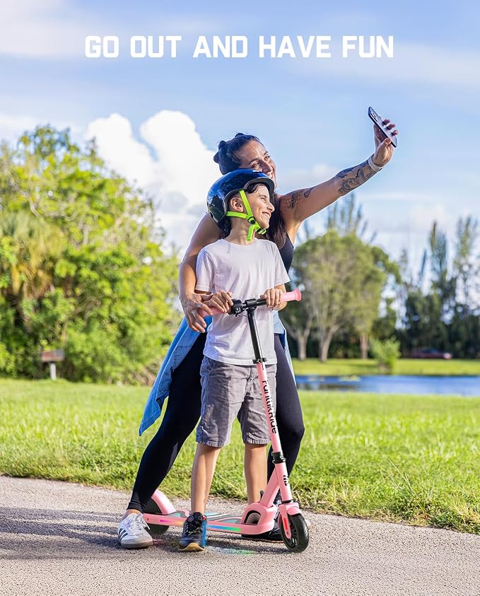 FanttikRide C9 Pro Kids Electric Scooter Ages 8-12, Colorful Rainbow Lights, E-Scooter for Kids 3.9-5.2 ft, 132 lbs, 5 Miles Range, Up to 40 min Ride Time, 5/8/10 MPH, 3 Adjustable Heights