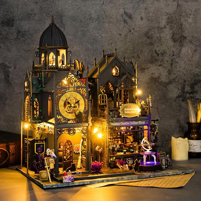 Miniature House Kit, Tiny House Kit with Light, DIY Mini House Building Kits for Adults to Building, Unique Gift for Birthday Mother's Day, Magic Castle