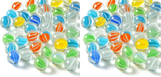 LovesTown 60PCS Glass Marbles Bulk, for Kids Marble Games DIY Home Decoration, Cats Eyes Styles (Pack of 2)