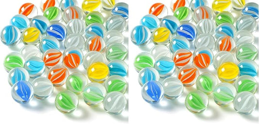 LovesTown 60PCS Glass Marbles Bulk, for Kids Marble Games DIY Home Decoration, Cats Eyes Styles (Pack of 2)