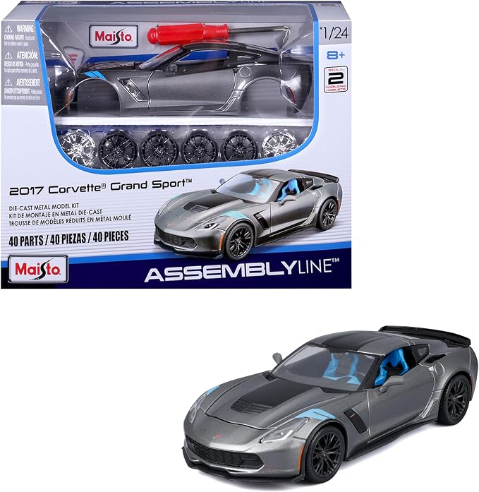Maisto 1:24 Assembly Line 2017 Chevrolet Corvette Grand Sport - Grey