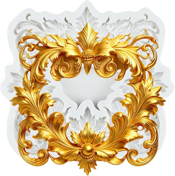 Baroque Scroll Relief Polymer Clay Molds Curlicues Scroll Lace Relief Flower Filigree Silicone Mold for Jewelry Making Epoxy Resin Casting Air Dry Polymer Clay Craft