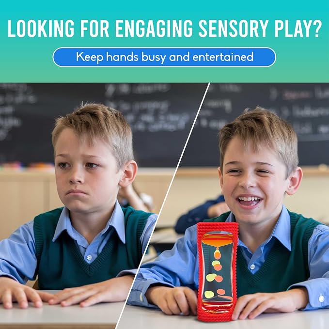 BUNMO Liquid Motion Bubbler Large Sensory Toy for Kids & Adults 4 Pack – Gentle Fidget Toy – Stimulating Visual Sensory Experience – Colorful Bubble Fidget Timer for Desk & Travel