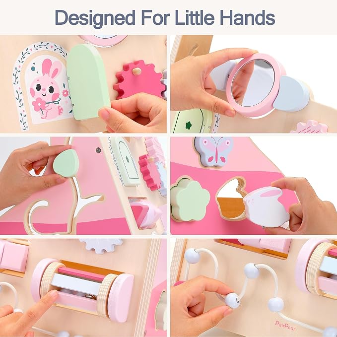 PairPear Wooden Baby Walker, Baby Push Walker Toys Activity Center | Wild - Base Montessori Walker Toys Gift for Girls Boys 1 Year Old Leaning to Walk