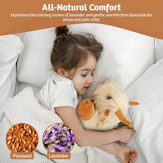 Marysun Microwavable Highland Cow Stuffed Animal Toy - Weighted Heating Pad Stuffed Animal Gift for Girls and Kids, 9.8in, 1.65lb
