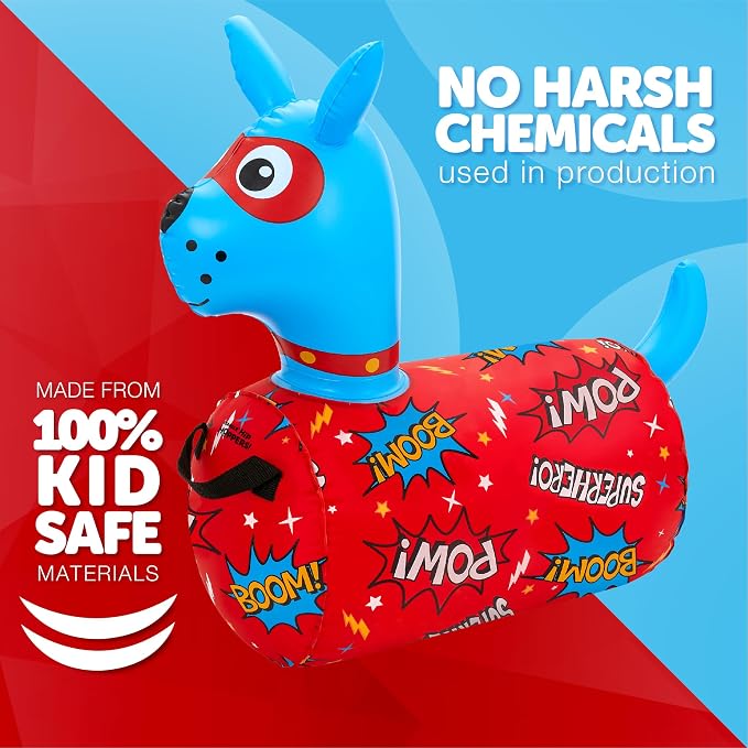WADDLE Hip Hopper Inflatable Hopping Animal Bouncer Dog, Ages 2 and Up, Supports Up to 85 Pounds