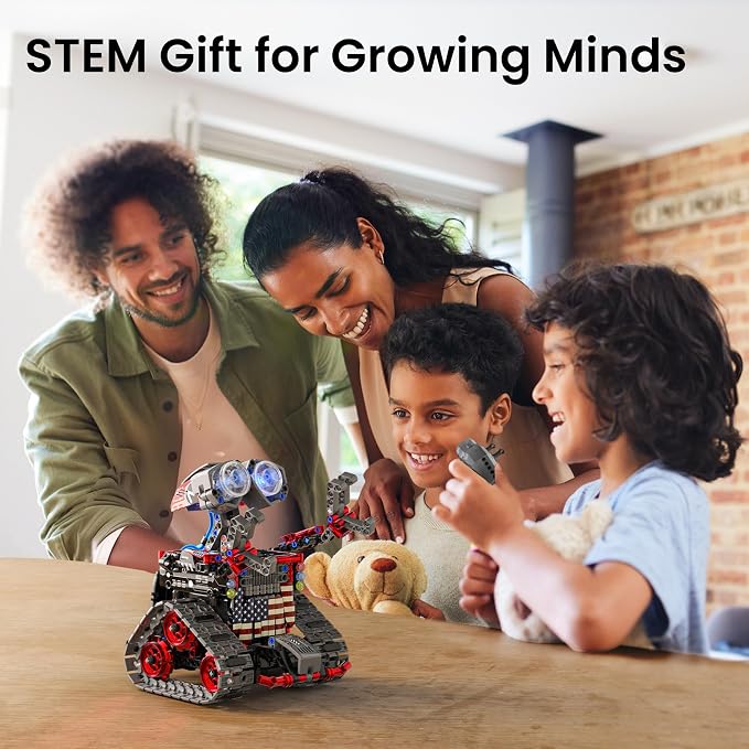 Sillbird Robot Building Kit with Remote Control Gifts for Kids Boys Ages 8-12, STEM Coding Robotic Tracked Racer Car Toys for Birthday - Build 4in1 Model with 631 Pieces
