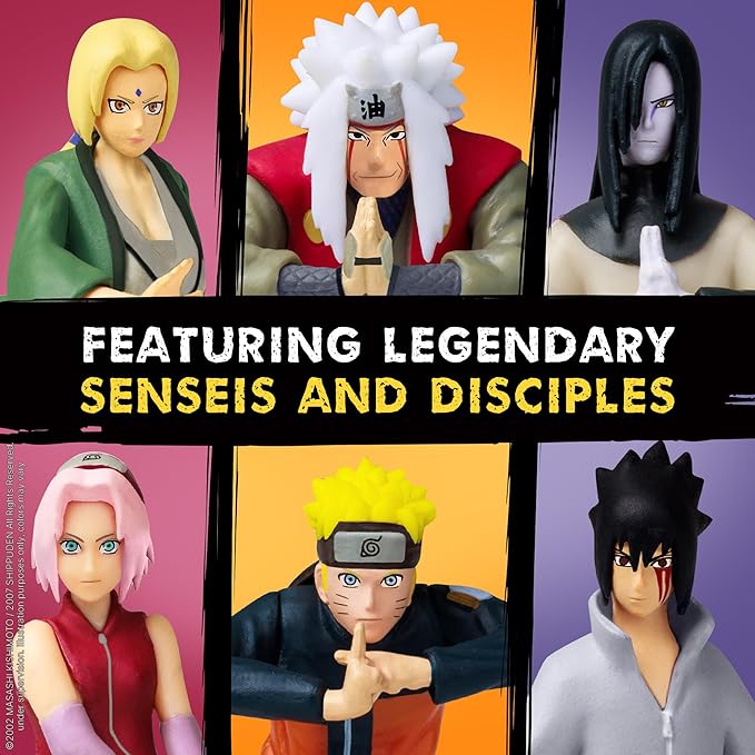 P.M.I. Naruto Shippuden Collectible Mini Figures 6 Pack Deluxe Box | Anime Action Toy Set Featuring Team 7 Ninjas, Akatsuki, Legendary Sannin & Rare Shinobi (Assortment D)