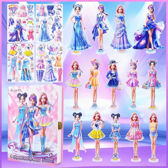 PainZieteg Magnetic Dress Up Dolls,Paper Dolls for Girls, Kids DIY Princess Magnetic Dress-Up Doll for Girl Birthday (Dress Up Box)