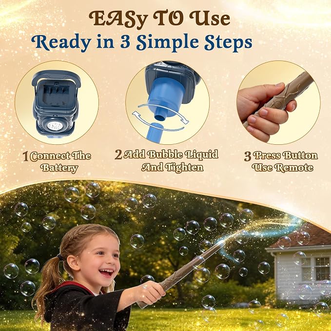 Automatic Bubble Machine for Kids & Toddlers 1-3, Remote Control LED Street lamp Bubble Toy for Indoor House Outdoor Play, Summer Water Toys for Toddler Baby Boy Girl Birthday Party Gifts