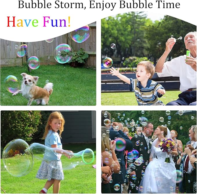 Bubble Wands Set, 28 Pcs Large Bubble Wand with Tray, Great for Kids Summer Outdoor Bubble Party Favors