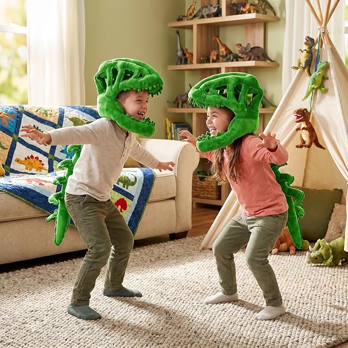 Dinosaur Skeleton Costume, Wearable Spinosaurus Skull Mask & Spine, Silly Dino Skeleton Halloween Costumes Outfit