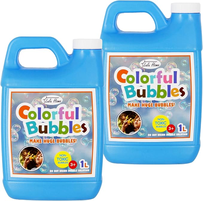 Lulu Home 2 Pack Bubble Solution, 2 L/67.6 OZ - Giant Bubble Wand & Blower, Halloween/Birthday Party Favors - Up to 5 Gallons