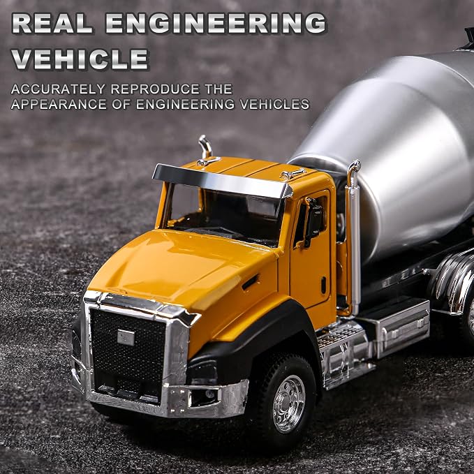 AIUAZA 1/50 Ratio die-Casting Engineering Construction Vehicle, Dump Truck, Excavator, Mixer, Alloy Collection Model car, Boy's Door Opening Pull Back car Toy (3pcs per Set)