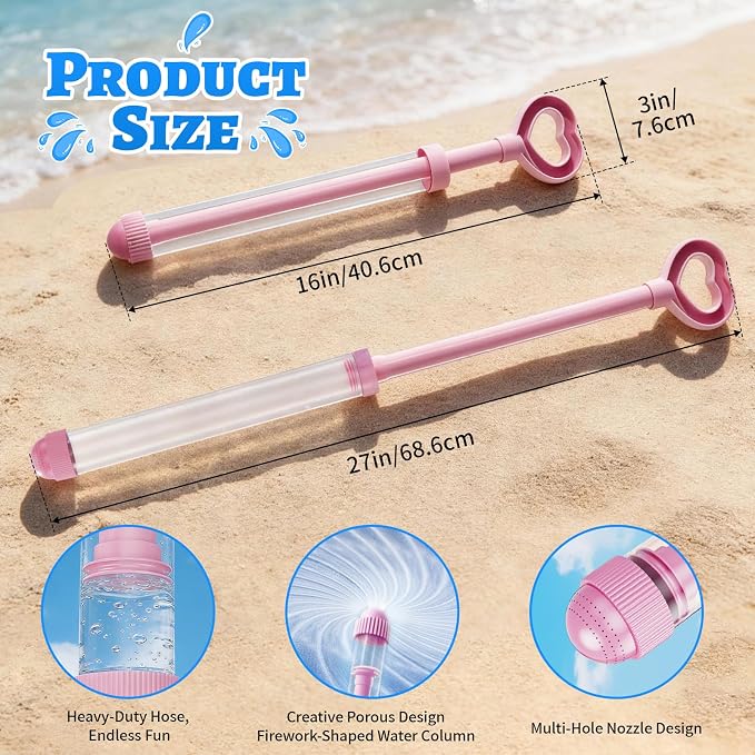 Firework Spray Water Blaster, 8 Pack Pull Out Squirt Gun Water Soaker Toys, Watergun Bulk for Pool Party Summer Outdoor Water Games, Water Blaster Toys for Kids Adults