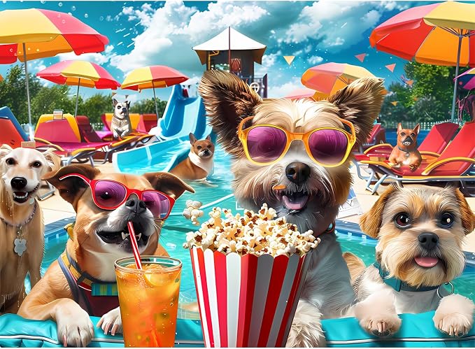 300 Piece Jigsaw Puzzle for Adults, Fun at The Amusement Park Dog Puzzles, Funny Puppy Jigsaw Puzzles, Animal Pet Lover Challenging Puzzles for Friends Family Activity Game Nights Gifts