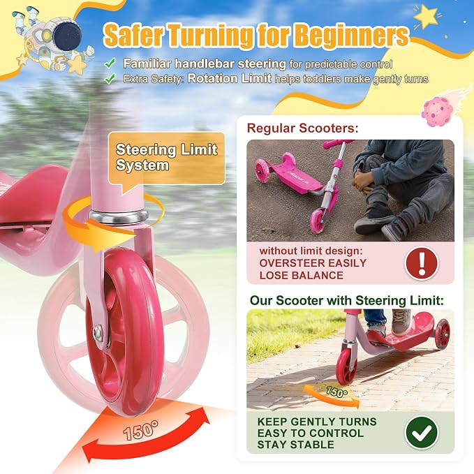 Kick Scooters for Kids 3-5 5-7 Years Age - Handlebars Flexible Steer,Height Adjustable,Stable Light Up Three Wheeled Toddler Scooter for Boy & Girl,Indoor Outdoor Kid Child Toy Gift