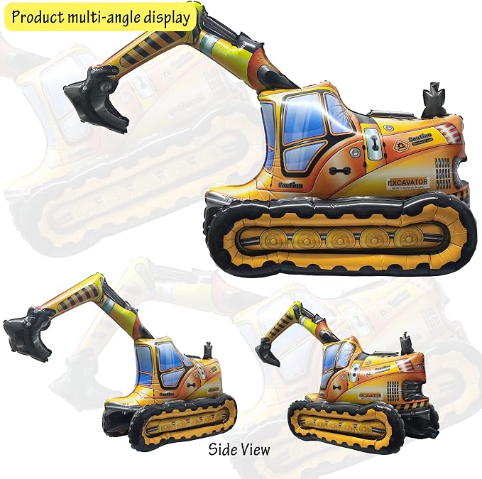Construction Balloon Standing Excavator Vehicle Birthday Foil Balloon | For Construction Vehicle Transportation Birthday Theme Party Baby Shower Decoration Supplies