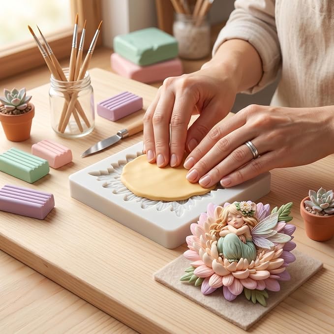 Flower Fairy Polymer Clay Mold Fairy Girl Silicone Molds for DIY Crafts Epoxy Resin Casting Air Dry Polymer Clay Jewelry Making Craft Tools