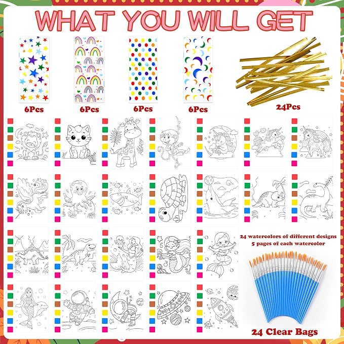 Sigilyer Water Coloring Books Party Favors for Kids 4-8, 24 Pack(192 PCS) Mini Coloring Books with Goodie Bag Stuffers for Kids Birthday Gifts Bulk Art Crafts Classroom Prizes School Paint Supplies