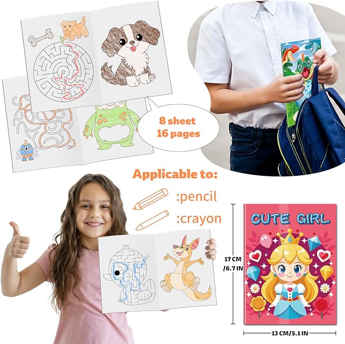 Elfew Small Coloring Books for Kids Ages 4-8, 3-5, 20 Pack Bulk | 5.1x6.7 Inches, Portable Mini Puzzle Books, Party Favor for Kids, School Goodie Bags Stuffers, Gifts for Boys Girls