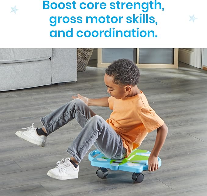 hand2mind Green Plane Glider Scooter Board, Floor Scooter Board, Gross Motor Toys, Kids Exercise & Physical Education Equipment, Playground Toys, Indoor Active Play, Toddler Outdoor Activities