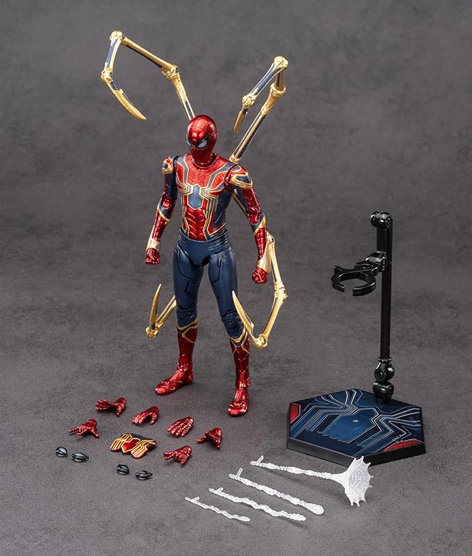LonullyMege Iron Spider Action Figures 7inch 1/10 Scale All Joints Movable Superhero 2.0 Series Exquisite Collection Toy