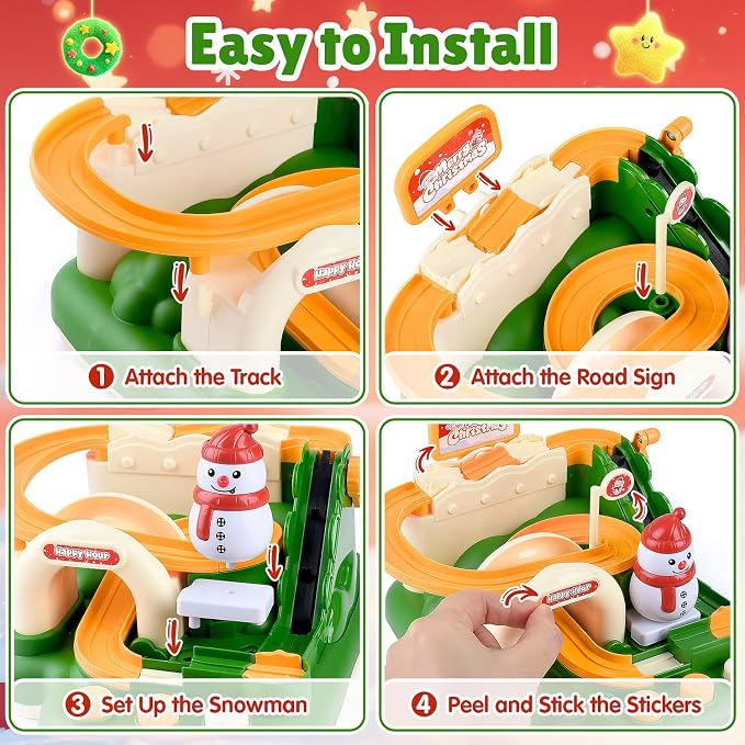 Magnetic Car Race Track for Toddler - Educational Stem Toys Montessori Toys for 3 Year Old to Develop Motor & Thinking Skills