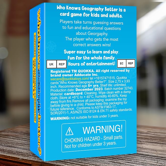 Board Games for Kids 8-12 – Family Card Games for Kids and Adults – Geography Trivia Cards for Family Game Night – Who Knows Geography Better – 500+ Questions – Fun Card Game for Families and Teens