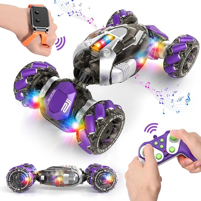 Nicella Gesture Sensing RC Stunt Car, Remote Control Cars Transformer Toys for Age 5-7 6-12 8 9 10 11 Yr Boys Girls Birthday Halloween, 2.4Ghz Hand Control 360° Rotating Toys Car