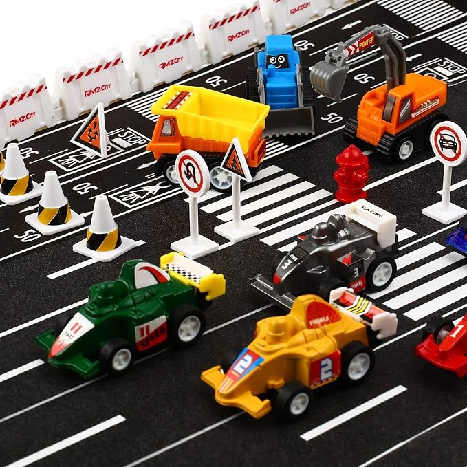 Pull Back Car, 20 Pcs Assorted Mini Truck Toy and Race Car Toy Kit Set, Play Construction Vehicle Playset for Boy Kid Child Party Favors Birthday Game Supplies Pinata Stuffers Easter Egg Hunt Fillers