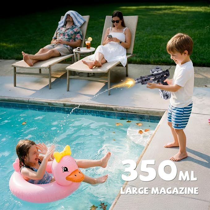 2 Pack Water Gun for Kids Boys, Squirt Water Gun for Kids with LED Light & 25 FT Shooting Range, Large Capacity No Leak Water Guns, Summer Swimming Pool Beach Outdoor Water Fighting Parties Toys