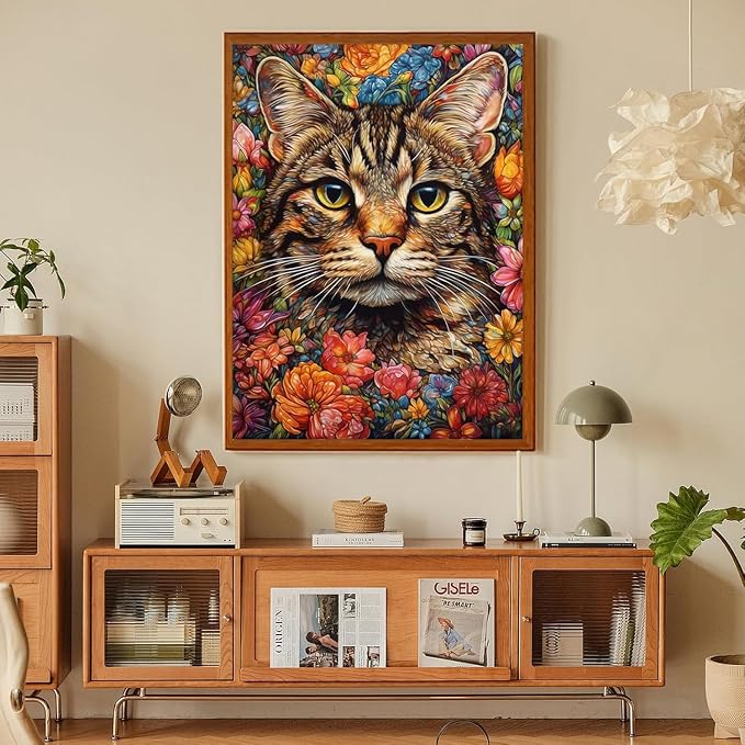 RYMILIE Black Cat Diamond Art Kits for Adults Beginners,DIY Diamond Art 5D Full Drill Diamond Dots Diamond Painting with Complete Tools,Pefect Art Crafts for Home Wall Decor Gift-12x16in