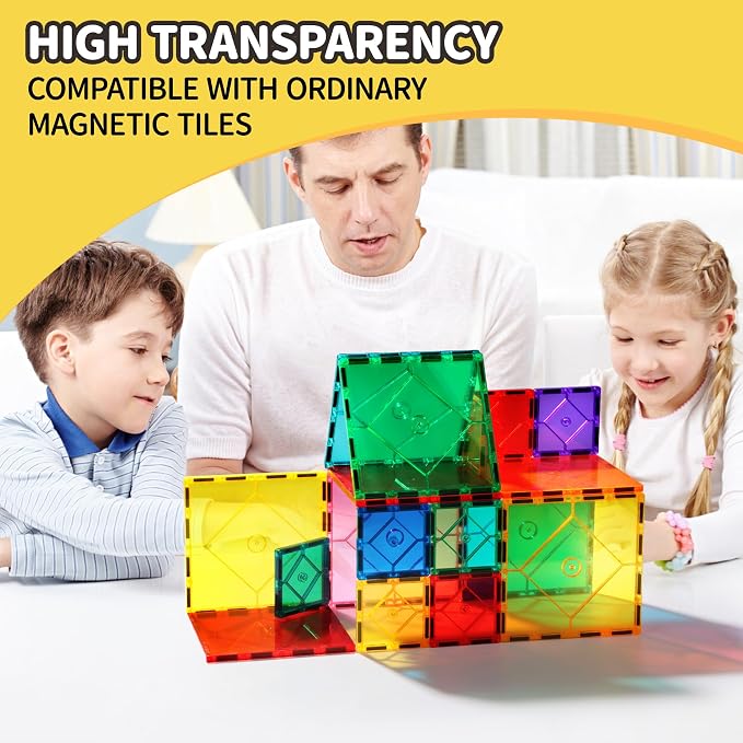 Mruikeny 14 Piece Large Magnetic Tiles Kids Toys, Big Magnetic Tiles STEM Large Magnetic Blocks Preschool Learning Magnet for Kids Ages 3-5 4-8, Sensory Montessori Toys for 3+ Boys and Girls