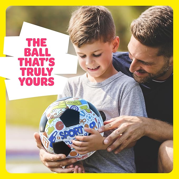 Dan&Darci Soccer Ball Coloring Kit for Kids - Soccer Gifts for Girls & Boys - Sports Gifts - 3 4 5 6 7 8 Year Old Boy Birthday Gift - Craft Kits for Kids Ages 4-8 Year - Boy Toys - Games Accessories