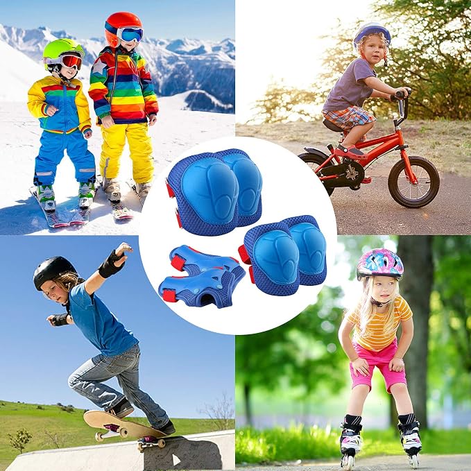 Wemfg Kids Protective Gear Set Knee Pads for Kids 3-14 Years Toddler Knee and Elbow Pads with Wrist Guards 3 in 1 for Skating Cycling Bike Rollerblading Scooter