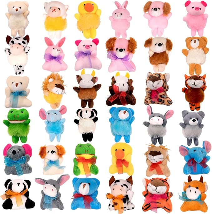 JoyRapt 36 Pack Small Stuffed Animals Bulk Gifts for Kids (2.3/2"-2.5/3.5" Each), Birthday Party Favors Toys for Classroom Prizes, Goodie Bag Pinata Fillers, Carnival Treasure Box Toys (36PCS)