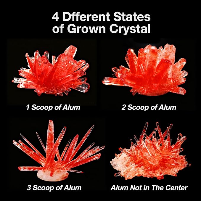 BenBen Light Up Crystal Growing Kit for Kids - Grow 6 Vibrant Crystals - STEM Science Experiments DIY Kit with LED Display Night Light Base - Educational Toys Birthday Gifts for Boys Girls Age 8-12