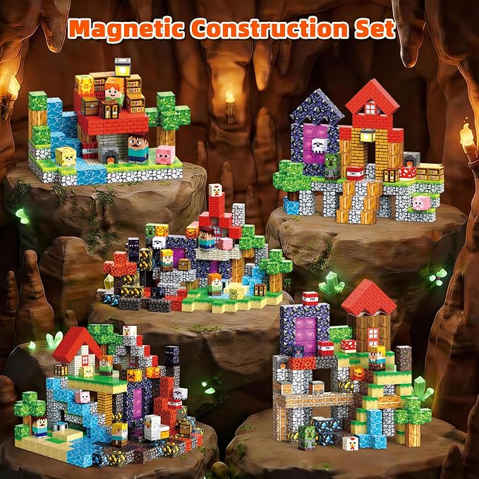400PCS Magnetic Blocks, Magnetic Building Cube Set for Kids Ages 3+, Constructions STEM Stacking Tiles Toy Building Birthday Gifts for Boys Girls
