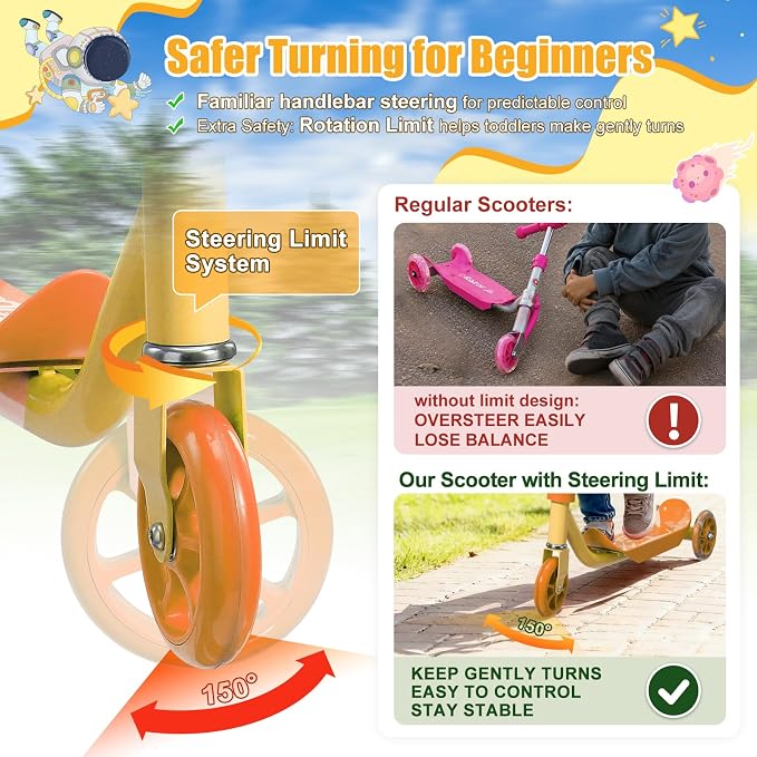Kick Scooters for Kids 3-5 5-7 Years Age - Handlebars Flexible Steer,Height Adjustable,Stable Light Up Three Wheeled Toddler Scooter for Boy & Girl,Indoor Outdoor Kid Child Toy Gift